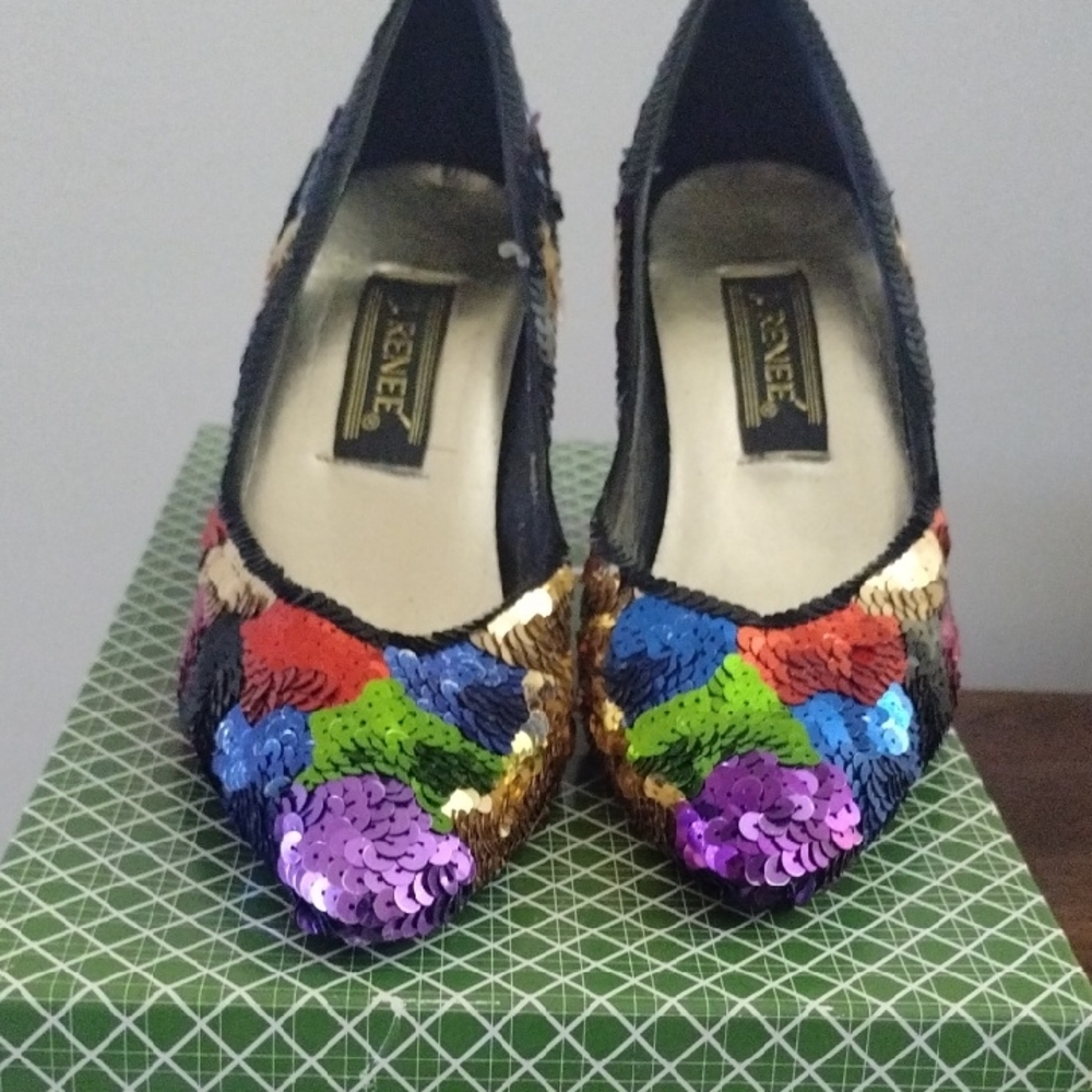 J. RENEE Multicolor Sequin Heels